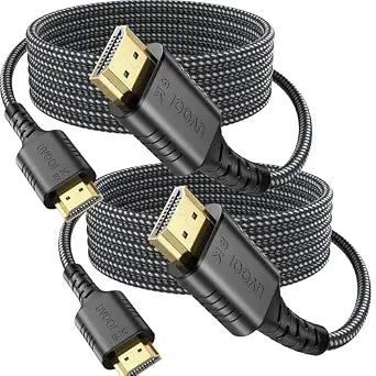 15 FT HDMI Cable 2-Pack,8K HDMI 2.1 Shielded in Wall Cord CL3 Rated 3D HDR