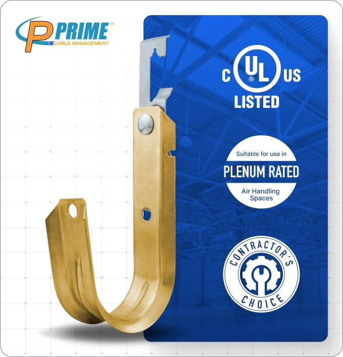 Prime Heavy Duty Metal Cable Support Batwing J-Hook Hangers with Bat Wing Clip for Ceiling Wire & Threaded Rod for Cable Management