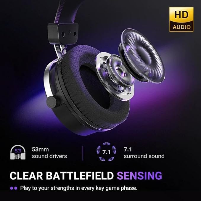 FIFINE Wired Open Back Gaming Headset, Open Acoustic Audio,Customizable RGB,USB in-Line Control, 7.1 Surround Sound, Over-Ear Gamer Headphone with Detachable Mic for PC PS5/PS4, Laptop, Mac - H19BP