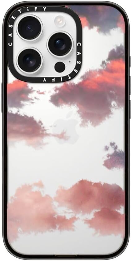 CASETiFY Compact iPhone 16 Pro Case [4 ft. 2X Military Grade Drop Protection/Slim/Lightweight] - Clouds (Red) - Clear Black
