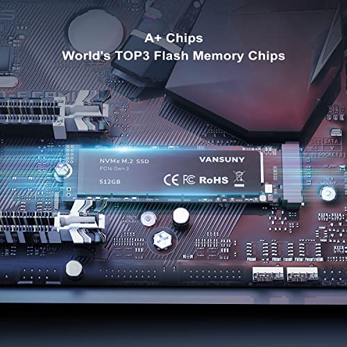 Vansuny 512GB NVMe M.2 Internal Solid State Drive PCIe 3.0 TLC M.2 SSD 3D NAND 2280 Speed up to 3400/2900MB/s Internal Solid State Hard Drive PCIe SSD