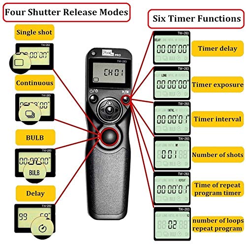 Pixel TW283-N3 Wireless Remote Shutter Intervalometer Compatible with Canon