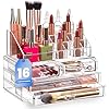 Masirs Clear Makeup Organizer with 4 Drawers 16 Compartments, Countertop