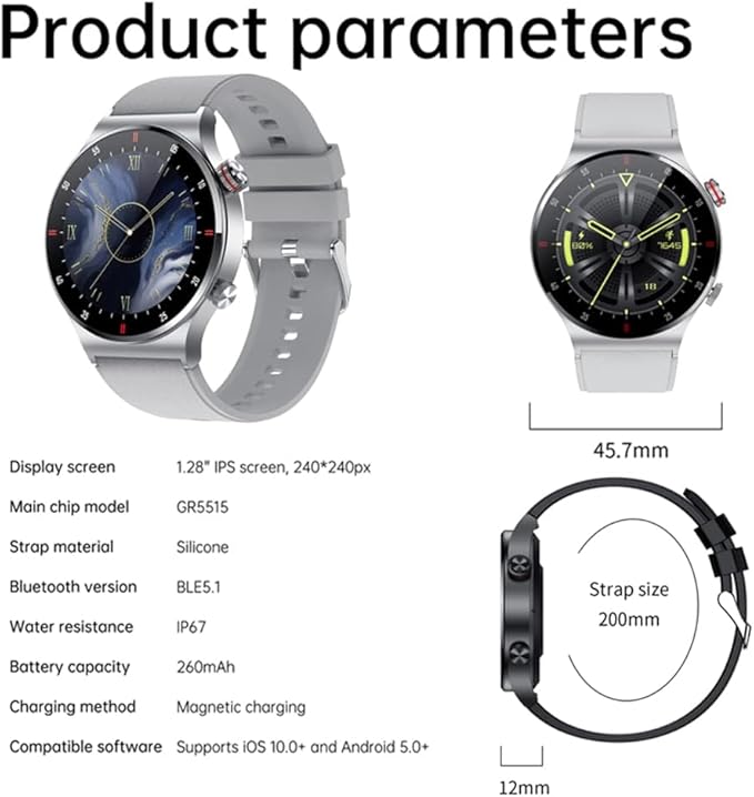 FILIEKEU Bluetooth Calls Smart Watch Men Women Heart Rate Sleep Monitor Steps IP67 Waterproof Sport Fitness Tracker 1.3''Touch Screen Fasion Black Stainless Steel Smart Watches for Android iOS