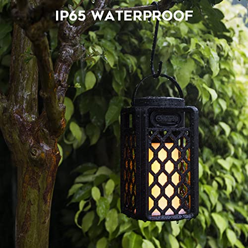 Outdoor Bluetooth Speakers, Led Flame Torch Lantern, Waterproof Wireless Speaker with Wall Mount/Stake/Hook, Camping Patio Accessories, 10W Stereo Sound, BT5.0, Cool Gadgets for Porch Garden Party