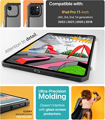 TineeOwl iPad Pro 11 inch Case 2022, 2021, 2020 & 2018 (4th, 3rd, 2nd & 1st Generation) Ultra Thin Matte Clear, Supports Apple Pencil Wireless Charging, Absorbs Shock (Black/Matte Back) - Image 5
