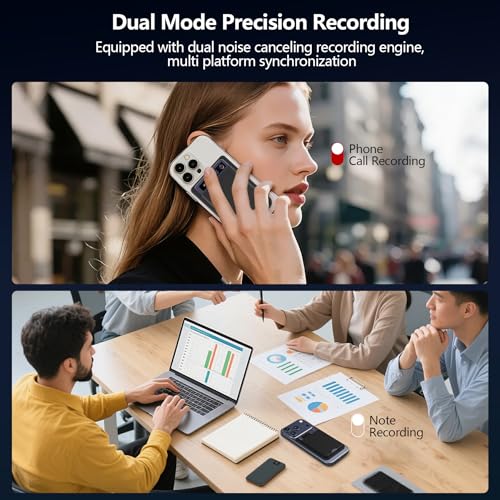 AI Voice Recorder, Pocket AI Recorder with Transcribe & Summarize, AI Noise Cancellation Technology, 64GB Memory, 35 Hours Recording, App Control, Supports 152 Languages for Lectures, Meetings, Calls