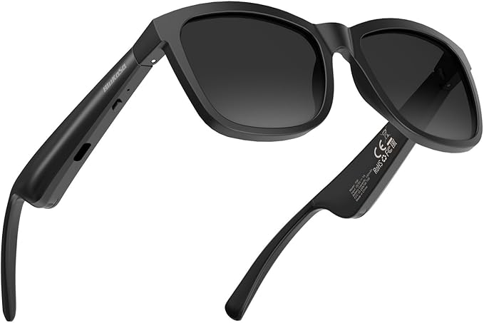 Smart Glasses | Bluetooth Glasses | 34g Ultra-Light Frame for Outdoor | Hands-Free Calls, Music & Voice Control | 8-10H Battery USB-C Charging(Black Polarized UV400 Lenses)
