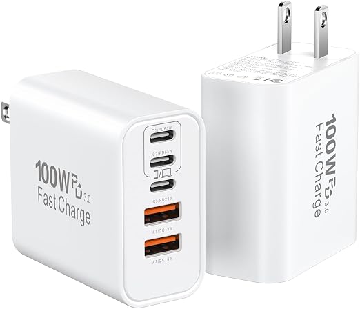 USB C Charger Block Fast Charging, 100W Super Fast USBC Pulg Power Adapter