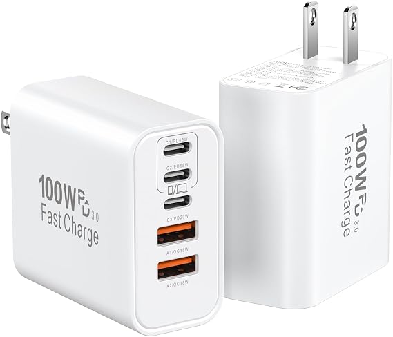 USB C Charger Block Fast Charging, 100W Super Fast USBC Pulg Power Adapter