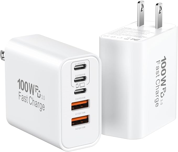USB C Charger Block Fast Charging, 100W Super Fast USBC Pulg Power Adapter