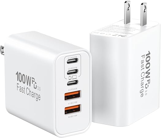 USB C Charger Block Fast Charging, 100W Super Fast USBC Pulg Power Adapter