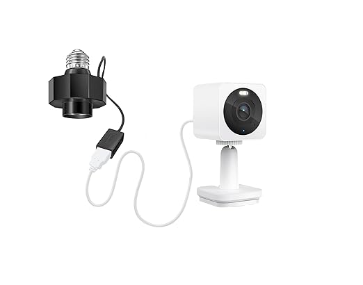Light Socket Outlet Adapter for Outdoor Security Cameras, Compatible with Wyze Cam Pan v3, Blink Mini, LED Strip Lights, Works with Smart Bulbs, 5V 1.5A