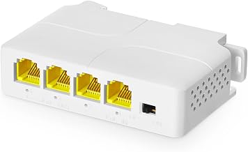 Gigabit PoE Passthrough Switch, 1 in 3 Out Extender, IEEE802.3af/at POE Powered, 10/100/1000Mbps Ethernet, din-Rail & Wall Mount