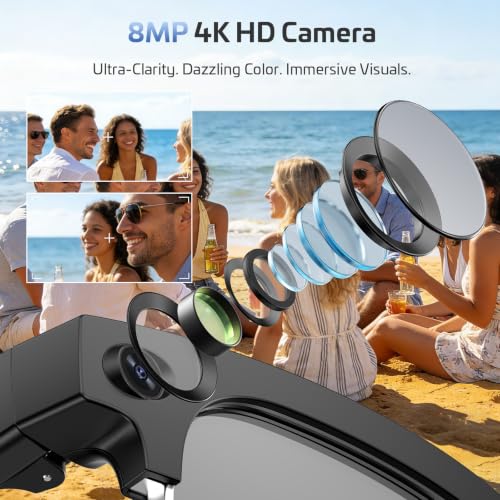 2026 AI Smart Glasses with Camera,4K HD Video & Photo Capture,Real-Time Translation,Recording Glasses with AI Assistant,Open-Ear Audio,Object Recognition Glasses (Photochromic Lens+Blue Light Lens)