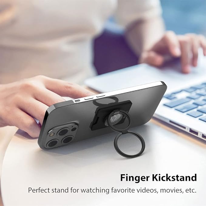 Phone Grip, Phone Ring Holder Finger Kickstand Wireless Charging Friendly, Foldable & Adjustable Double Metal Cell Phone Rings Gripper Stand for iPhone Samsung &Other Phones - White Heart …
