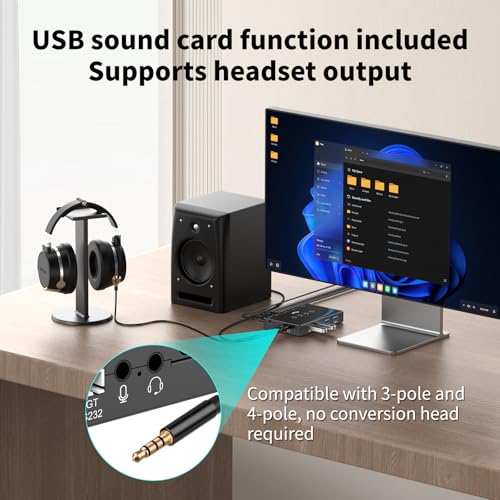 eKL USB 3.0 Switch 4 Computers Share 4 USB 3.0 Ports USB Switcher for PC Laptop Mouse Keyboard Scanner Printer One Button Switch with 3.5mm Headphone Jack and 4 Pack Cables - Image 5