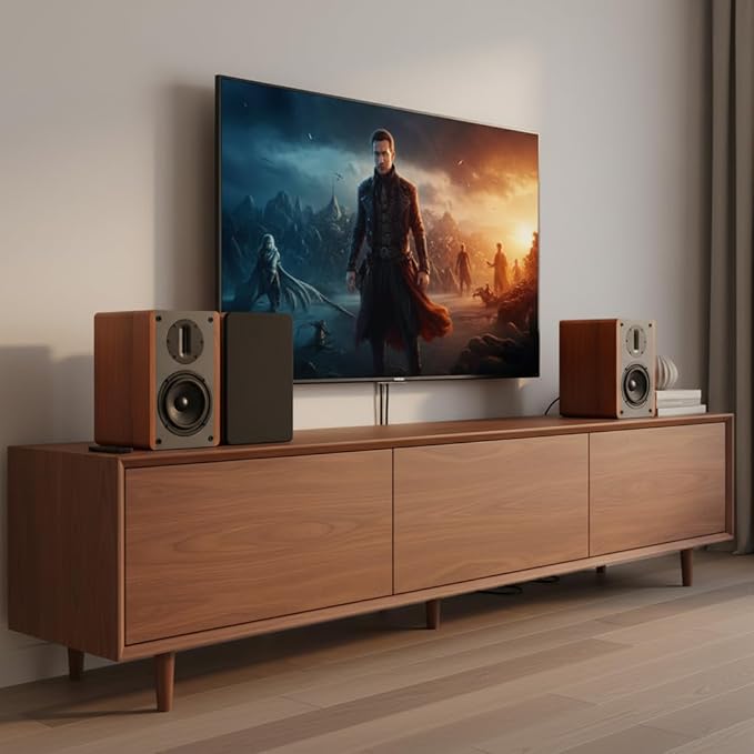 Bluetooth Bookshelf Speakers, 100W X 2 Powered TV Speakers with 5.25 Inch Woofer, Turntable Speakers for TV and PC Speaker with Optical/AUX/RCA/HDMI Input Used Ribbon Tweeter Speaker