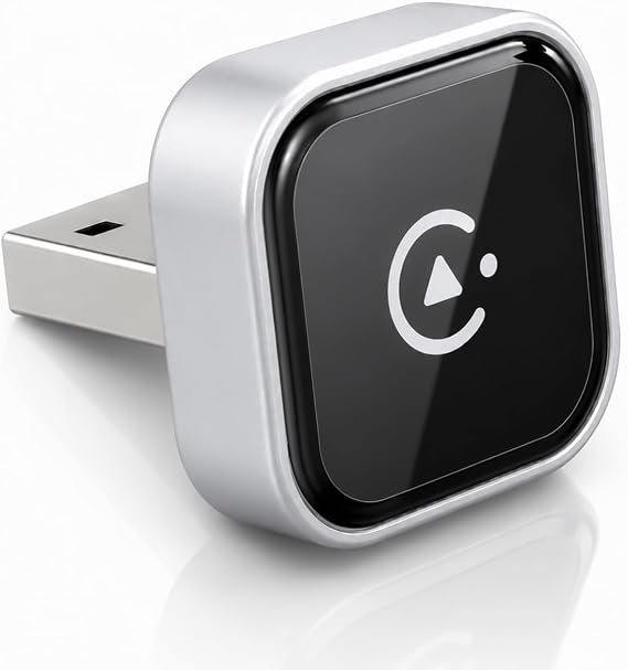 Wireless CarPlay Adapter, MiniPot Apple CarPlay Wireless Dongle for Factory Wired CarPlay Cars, Premium Matte Silver, 5GHz WiFi & Bluetooth Plug & Play Auto-Connect, No Delay