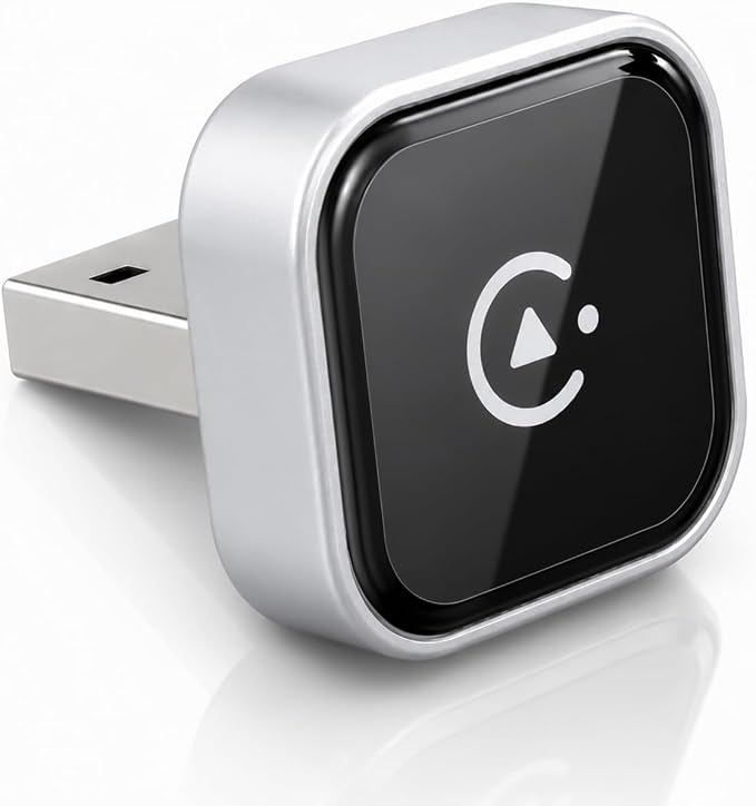 Wireless CarPlay Adapter, MiniPot Apple CarPlay Wireless Dongle for Factory Wired CarPlay Cars, Premium Matte Silver, 5GHz WiFi & Bluetooth Plug & Play Auto-Connect, No Delay
