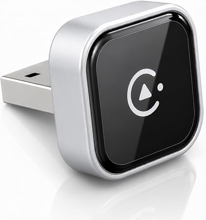 Wireless CarPlay Adapter, MiniPot Apple CarPlay Wireless Dongle for Factory Wired CarPlay Cars, Premium Matte Silver, 5GHz WiFi & Bluetooth Plug & Play Auto-Connect, No Delay