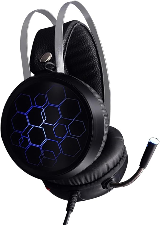 Gaming Wired Over-Ear Headset with Mic USB 7.1 Surround Sound RGB Lighting Comfortable PC Stereo Headphones for Online Gaming and Cyber Cafe Use