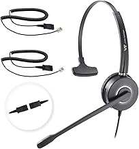 Telephone-Headset with Noise-Cancelling Microphone – Call Center Quick Disconnect (QD) Headset with RJ09 Cables, compatible with Yealink, Grandstream, Polycom, Snom, Fanvil, and Mitel Phones (Mono) - Image 1