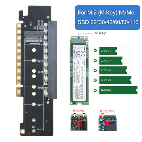 RIITOP Dual NVMe PCIe Adapter, PCIe 4.0 X16 to Dual NVMe and 1x More PCIe x16 (x8 Signal) Adapter for 22110/2280/2260/2242/2230 M.2 NVMe SSD (PCI-e Bifurcation Required)