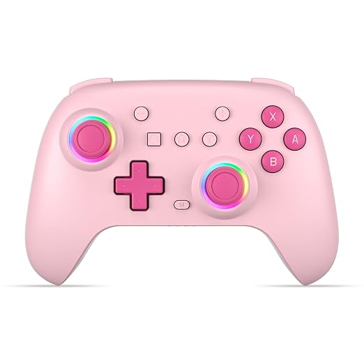 SIMGAL Pink Wireless Controller for Switch Joy-Con/PC, Breathing LED