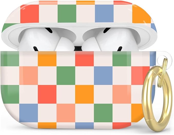 Compatible with AirPod Pro 2nd/1st Generation Case Cover with Key Chain,Full Protective Shockproof Wireless Headphone Case for Airpod Pro 2023/2022/2019(Retro Checkered)