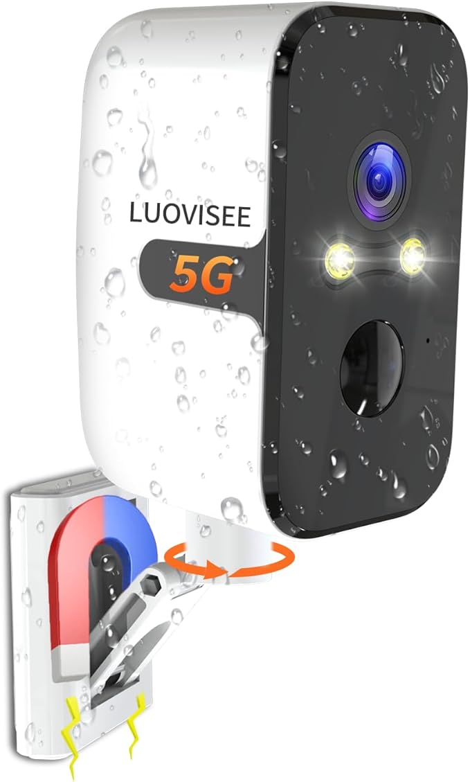 Security Cameras Wireless Outdoor, 2.4G/5G WIFI Magnetic Battery Powered Indoor Cameras for Home Security with Motion Detection,Spotlight Color Night Vision,PIR Siren,SD/Cloud Storage,Work With Alexa.