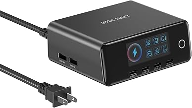 240W GaN Charger, 6-Port USB C Charger with 140W Max PD 3.1 Port, TFT-Screen Display Desktop Charging Station Adapter for MacBook Pro/Air M3/M2, Laptops, iPhone 17/16, Galaxy S24/S23, iPad, Steam Deck - Image 1