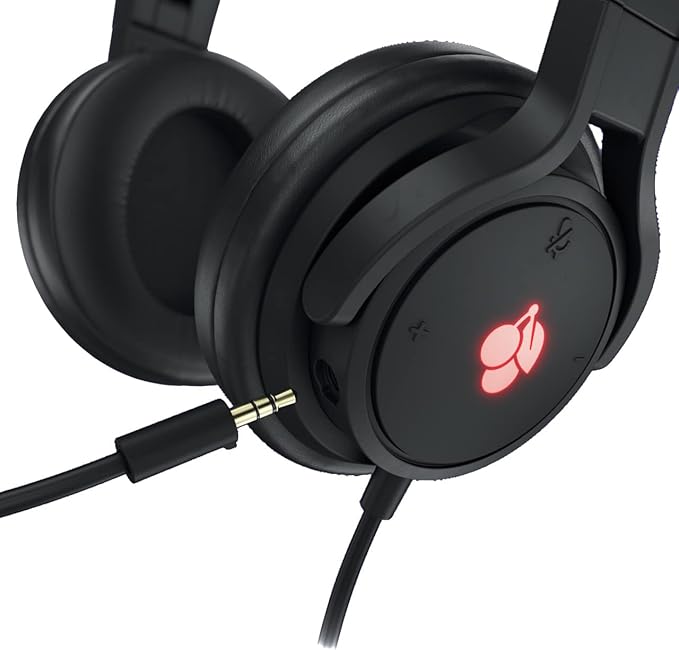 Cherry HC 2.2 Wired Headset for Gaming & Multimedia USB 7.1 Surround Sound Detachable Microphone Black 7 Foot Long Cord.