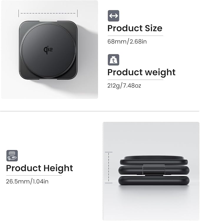 KU XIU Qi2 Certified 3 in 1 Charging Station for Samsung, Aluminum Alloy Foldable 15W Wireless Charger for Galaxy S26 S25 Series Z Flod 7, Fast Charger for Galaxy Watch Ultra, for Galaxy Buds