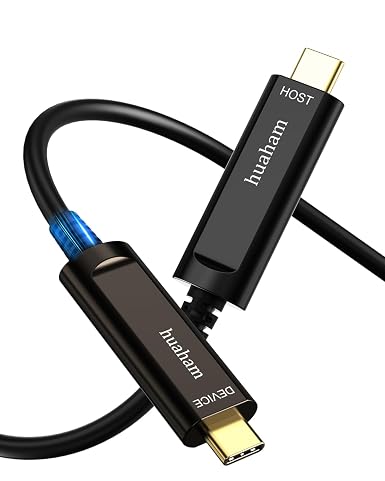 USB C Fiber Optic Cable 164FT, 10Gbps USB 3.2 Gen2 Cable with Germany SiliconLine Chip, Ultra Slim & Long Distance for Logitech 4K Camera,VR/AR,Video Conference,Industrial System