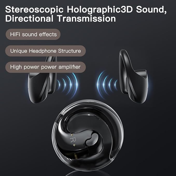 sunshot Ows Open Ear Buds Headphones Bluetooth 5.4,Bone Conducting Air Bone Conduction Headphones, 16mm Drivers,40H Playtime,Open Ear Earbuds IPX5 Waterproof and Noise Reducing Touch (Purple)