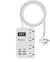 Beeiker 6 USB (2 USB C) Travel Power Strip,3 Feet,4 Outlets,Flat Plug - Image 1
