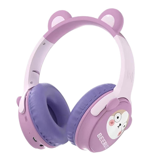 Kids Bluetooth Headphones， 85dB Safe Volume Limit, Stereo，Foldable Cute Up Cat Ear Children，Cartoon Animal Design,Ultra-Soft Over-Ear,Suitable for School & Travel (Black)