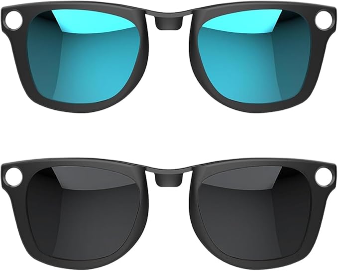 2Pcs Polarized Clip for Ray-Ban Meta Wayfarer & Gen 2 (RW4006/RW4012, M Size, 50-22), Discoloration Clip for Meta Wayfarer Gen 2 UV Protection, Smart Glasses Color Changing Clip Set (Black Gray+Blue)