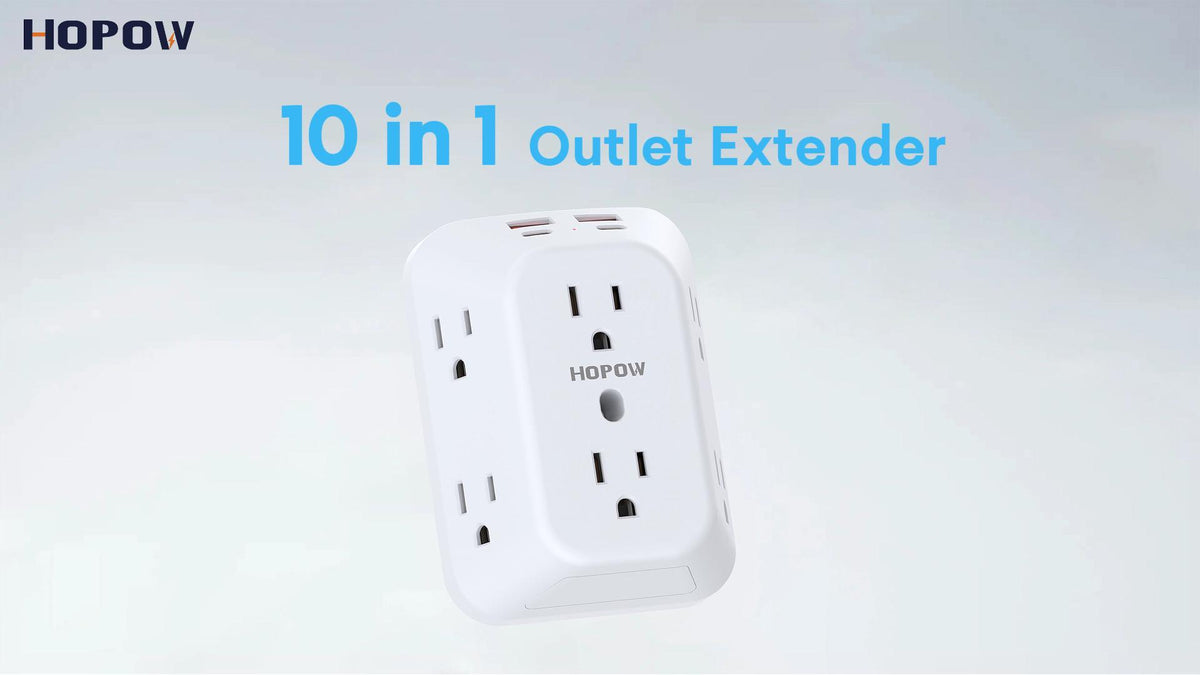 Black Outlet Extender, 6AC&2A2C, 1050J, USB Wall Charger, 1875W/15A