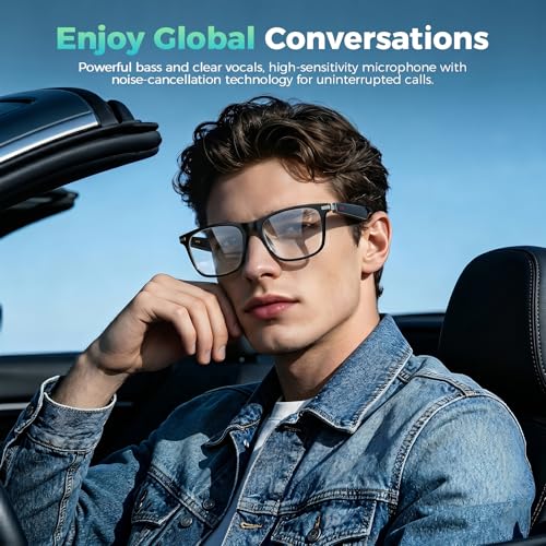 2026 AI Smart Glasses for Men & Women,AI Real-Time Translator,Music Playback & Hands-Free Calls,Intelligent Touch,IP67 Waterproof with Bluetooth Glasses (Sunglasses Lens+Photochromic Lens+Brown Lens)