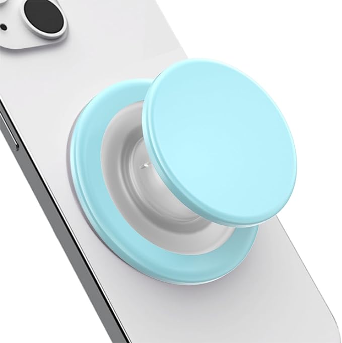 for Magsafe Phone Grip, Magnetic Phone Grip Holder, Magnetic Collapsible Expandible Mobile Phone Grips Stand Holder for iPhone 16 15 14 13 12 Series, Transparent Blue