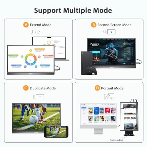 QQH Portable Monitor 15.6inch FHD 1080P USB C HDMI Alloy Travel Computer Monitor with w/Smart Cover & Built-in Speaker, Plug&Play Ultra Slim Second External Screen for Laptop PC Phone Mac Xbox PS5/4