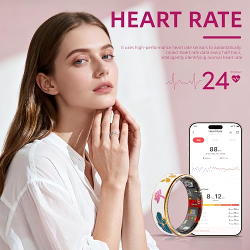 Smart Ring Health Tracker, Men & Women, Featuring a Heart Rate Monitor, Sleep Tracker, 8 Exercise Modes, Step Counter, IP68 Waterproof(White, 10)