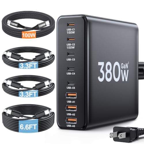 380W USB C Charger Block with 4 USB Cables Dual 100W | Charging & Powe - Image 2