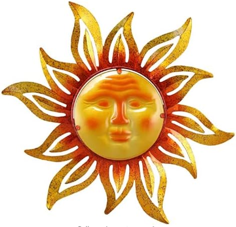 Metal Sun Outdoor Wall Art Decor Large 19 Inch, Hanging for Indoor Outdoor Patio Garden Fence Deck Yard Pool Wall Sculpture Decoration for Living Room Bedroom Colorful Unique