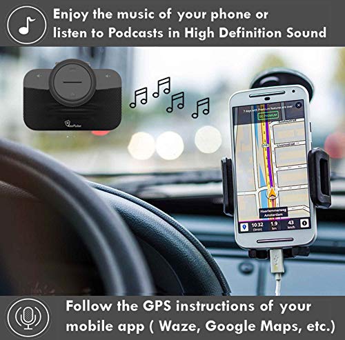 Car Speakerphone B-PRO 2B Hands-Free kit, 6W Hi-Fi Speakers, with Bluetooth Automatic multipoint Cellphone Connection