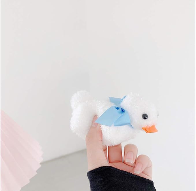 SGVAHY Furry Case for AirPods Pro 3rd Generation Funny Cute 3D Cartoon Plush Design Soft Warm Fluffy AirPod Pro 3 Cover with Keychain Kawaii Anti-Fall Protective Case Women Girls(Duck White)