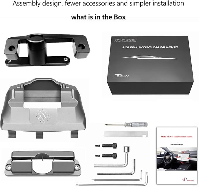 Tesla Model Y/3 Screen Swivel Tilt Mount,Four Directions UP/Down/Left/Right, Fit for Tesla Model 3 2017-2023/Model Y 2019-2024 Screen Rotating Holder Aluminium Alloy Navigation Bracket.