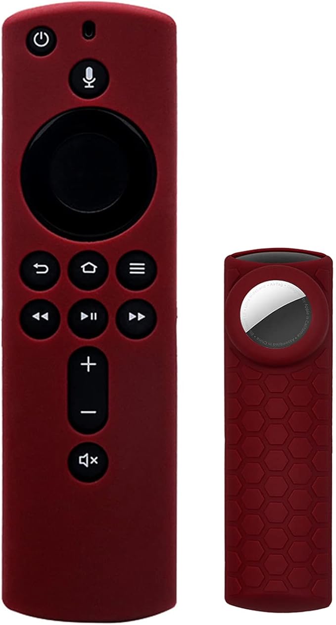 Compatible for Alexa 2nd Gen Remote Cover with Holder, 2 in 1 Silicone Protective Sleeve for Holder and TV Stick 4k 2nd Gen Remote Control, Wine Red
